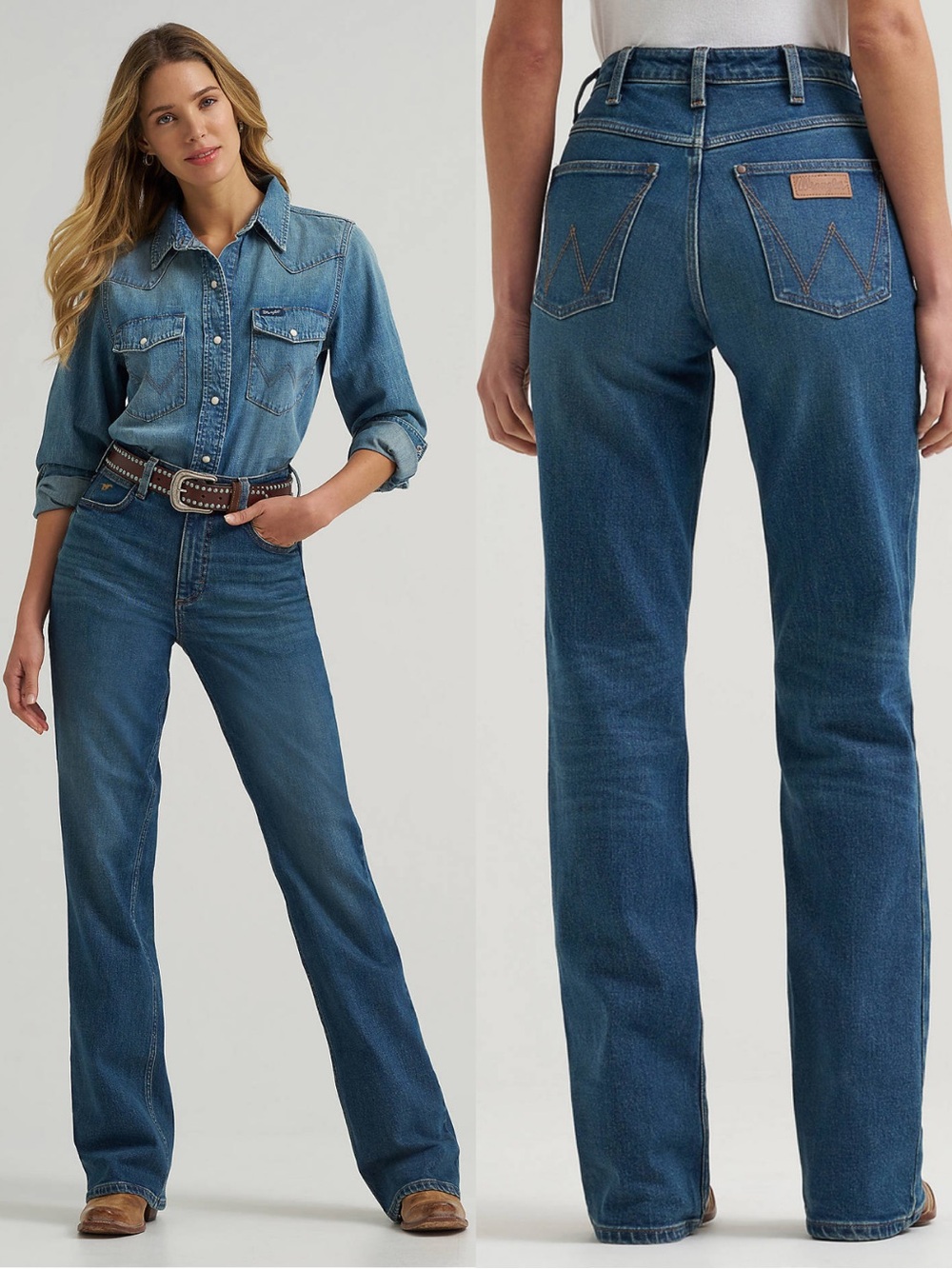 Wrangler High Rise Straight Leg Jeans Size 2 Western Denim Vintage Fit Rodeo